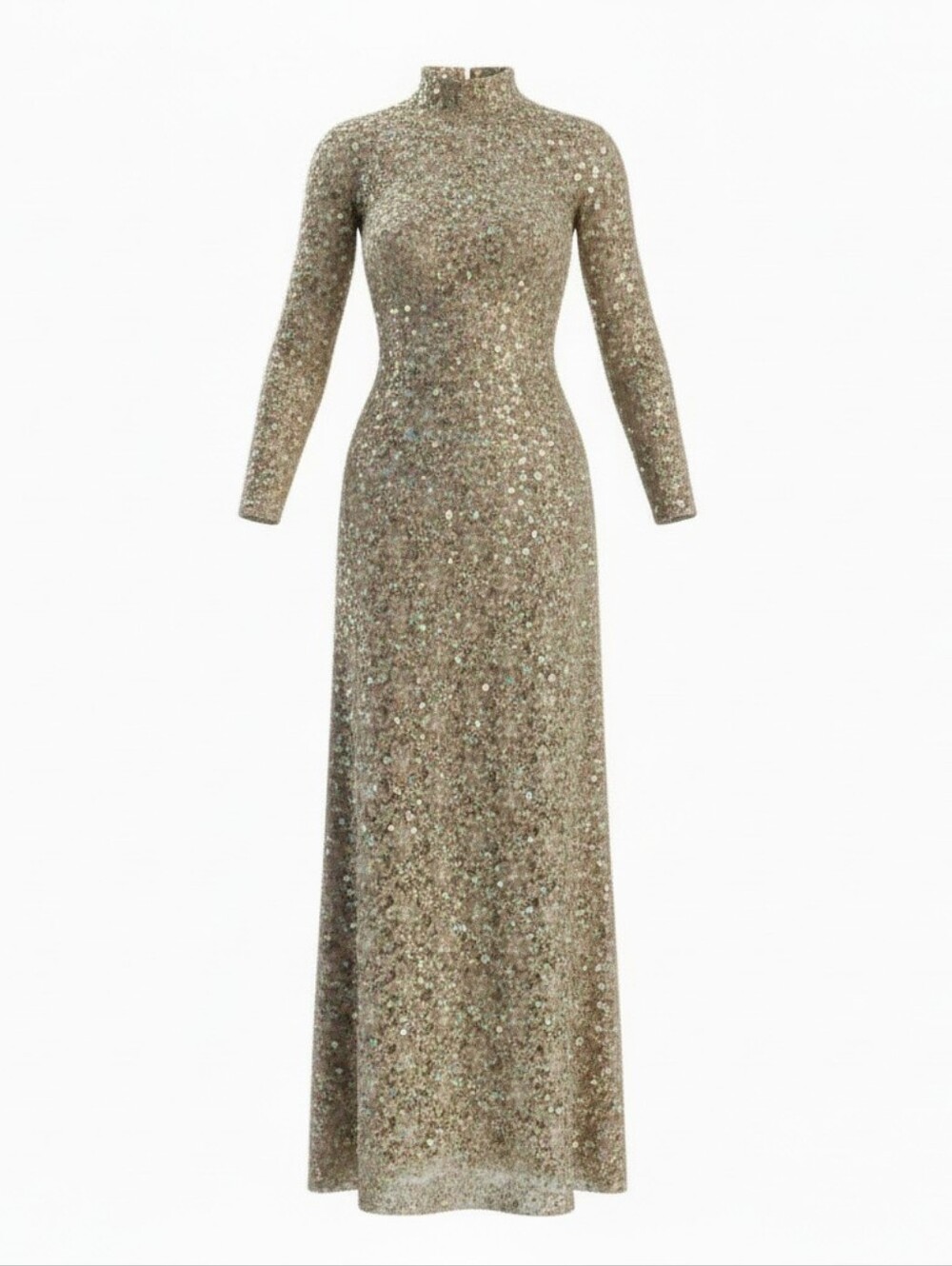 Asian Style Beautiful Long Sleeve Sequin Maxi Dress/top in Gold, XS, Lined Top